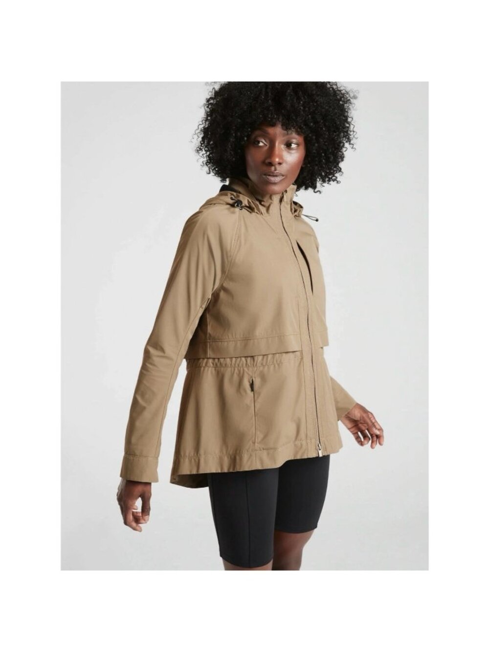 Athleta Open Road Shell Jacket XS Brownstone Beige Utility Water Repellent